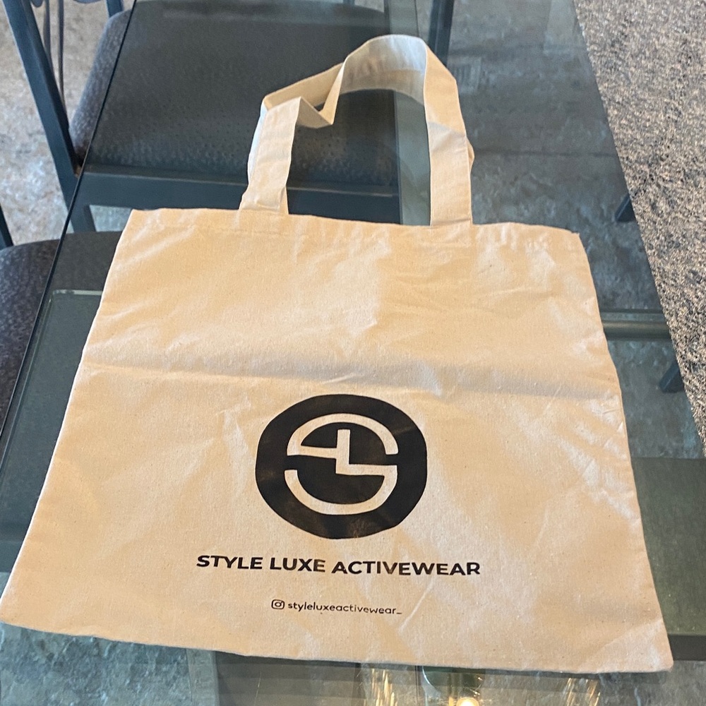 Style Luxe Activewear Cream Canvas Tote Bag